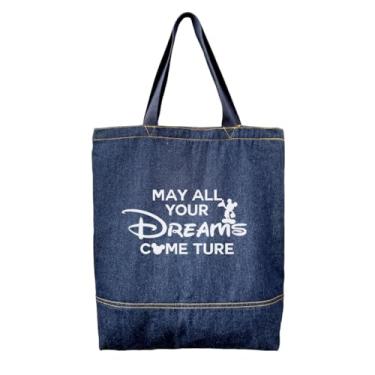 Imagem de Bolsa jeans, bolsas jeans para mulheres, bolsas de ombro hobo casual, bolsa estética retrô, bolsa de ombro feminina, presente de Natal para o dia das mães, May All Your Dreams Come True A2, Cor