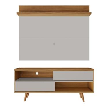 Imagem de Bancada Retrô Com Painel Para Tv De Até 50 Polegadas Notável Off White / Freijó Trend Preto