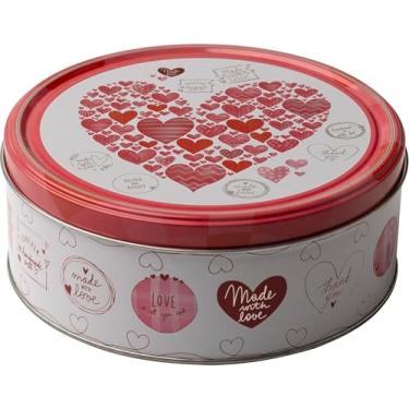 Imagem de Hearts 150g - Lata com estampa de corações contendo biscoitos amanteigados e com chocolate - Fabricado na Dinamarca pela Jacobsens Bakery
