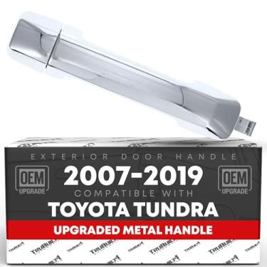 Imagem de Maçaneta externa dianteira ou traseira da porta do passageiro, metal atualizado - compatível com Toyota Tundra 2007-2019 - todo cromado - OEM 69210-0C020, 692170C040