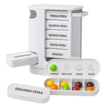 Imagem de Porta Comprimido Torre com Gavetas para Organização Semanal Remédio