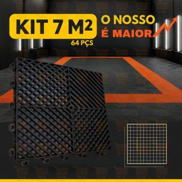 Imagem de Kit 64 Piso de Plástico Modular Automotivo 7m² Para Estética Automotiv