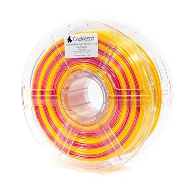 Imagem de Cookiecad Filamento PLA de seda 1,75 mm 1kg Filamento de impressora 3D multicolorido arco-íris - Sunrise Silk PLA