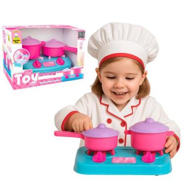 Imagem de Brinquedo Interativo Samba Toys Fogãozinho Toy Chef Rosa Com Panelas E