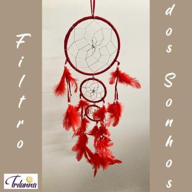 Imagem de Filtro Sonhos 16cm Vermelho 3 Aros - Trilunna