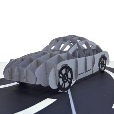 Imagem de iGifts And Cards Cartão pop-up de carro esportivo – saudação temática de corrida 3D de 15 cm x 20 cm para aniversário, formatura, dia dos pais, promoção e viagens – ótimo presente para pais, filhos
