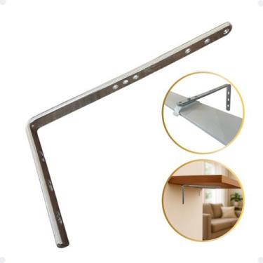 Imagem de Cantoneira Suporte Mão Francesa L 20cm Prateleira Instalação Trilho Pe