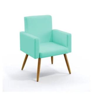 Imagem de Poltrona Nina decorativa  suede Azul Turquesa  para escritorio, sala s