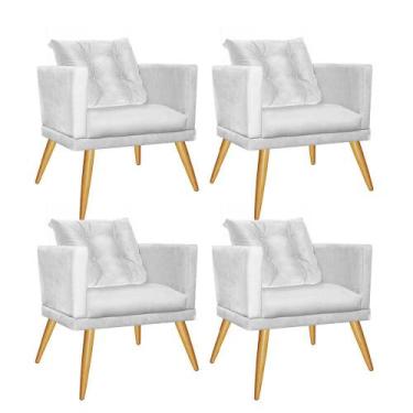 Imagem de Kit 04 Poltrona Cadeira Lucia Confort Com almofada Sala Recepção Escri