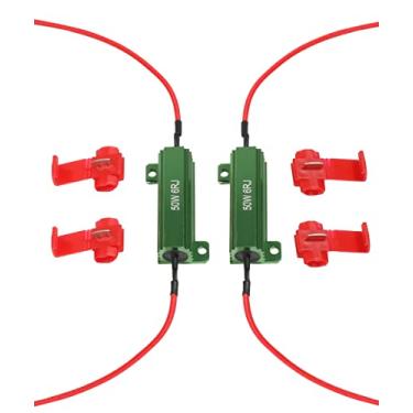Imagem de Resistor de carga, adaptador de resistor de seta LED com fio e clipe, kit de conversão de resistores de carga LED de 50 W 6 ohm para consertar lâmpada de LED hiper flash lâmpada de seta rápida código de erro (2 verdes)