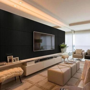 Imagem de JK Kit 16 Placas 3D 50x50cm Ripado Preto - JK Casa&Decor