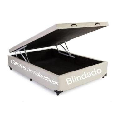 Imagem de Cama Box Baú Viúva 128x188 Blindado (Sued Bege)