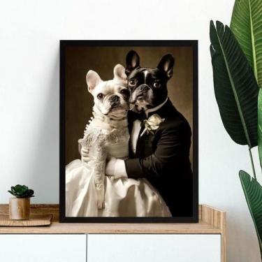 Imagem de Quadro Casamento Bulldog Francês 24X18Cm - Quadros On-Line