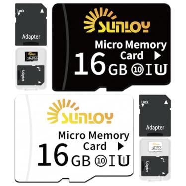 Imagem de Pacote com 2 cartões micro SD de 16 GB com adaptador SD, cartão de memória flash UHS-I - 80 MB/s, C10, U1, A1, gravação de vídeo Full HD, cartão TF de alta velocidade para tablet, drone, câmera