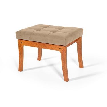 Imagem de Puff De Madeira Com Estofado Retangular Vezena Bege
