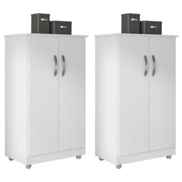 Imagem de Kit 2 Armários Organizador Multiuso Rosana 2 Portas Branco