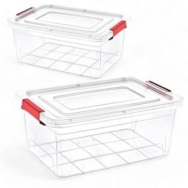 Imagem de Caixa Organizadora Retangular Transparente 30L com Tampa