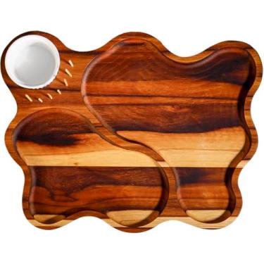 Imagem de Petisqueira Tábua Teca Madeira com Ramequim Eventos Festas Jantares Reuniões de Negócios para Servir Exclusivo Não Passa Cheiro Nem Gosto
