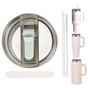 Imagem de Tampa de substituição à prova de vazamento com canudo - Apto para Stanley ProTour Quencher e Quencher H2.0 copo de 1,134 g, 1,8 g (xisto, 1,134 g e 1,8 g)