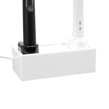 Imagem de Linkidea Caixa de cabo de escova de dentes elétrica para banheiro, organizador de cabos ocultos, carregador e estojo de armazenamento de réguas, mantenha a bancada e a tomada limpas (branco)