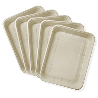 Imagem de Emerging Green - Caixa de areia descartável, bandeja de areia sustentável, bandeja móvel de areia de coelho e gato, item obrigatório para viagem de gato com 1 capa de plástico reutilizável, conjunto de 5 caixas de areia, 41,9 x 31,7 x 5 cm