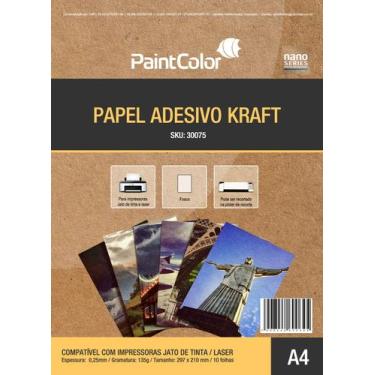 Imagem de Papel Adesivo Kraft para Jato de Tinta 135g A4 - 10 Folhas - nanoserie
