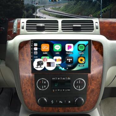 Imagem de Android 13 estéreo automotivo para GMC Yukon Chevrolet Chevy Silverado Tahoe Suburban 2007-2012 com Apple Carplay sem fio e Android Auto, rádio automotivo de 23 cm com Bluetooth FM/RDS rádio WiFi GPS