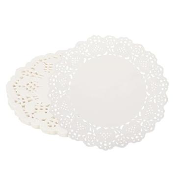 Imagem de YELARXI Doilies de papel, guardanapos de renda branca de 21 cm redondos descartáveis decorativos flores vazadas para bolos, sobremesas, comida, artesanato, festas, aniversário, utensílios de mesa