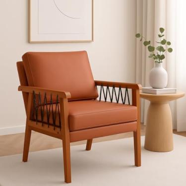 Imagem de Poltrona Moderna Lumi Com Corda Náutica Estrutura De Madeira Maciça Revestimento Em Couro