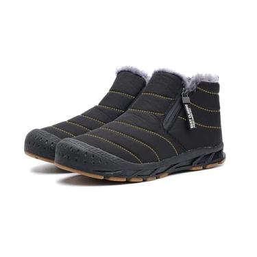 Imagem de Jakcuz Botas De Neve Masculinas Antiderrapantes Com Zíper, Calçados De Inverno Ao Ar Livre, Quentes, Peludos, Macios, Botas De Cano Alto Para Homens, Preto, Tamanho 12