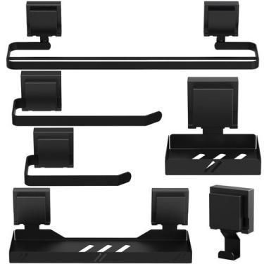 Imagem de Kit Acessórios De Banheiro Ventosa Preto 6 Peças Duplo U.Max - UNIDAS 