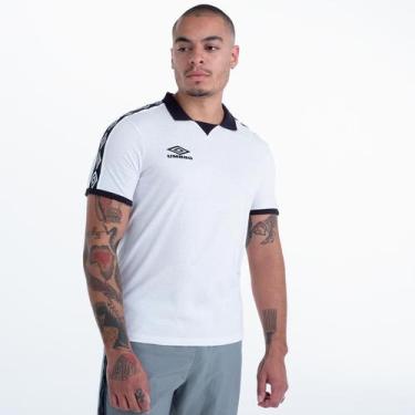 Imagem de Camisa Polo Umbro Traditional Diamond Rib Manga Curta Masculina, Branc