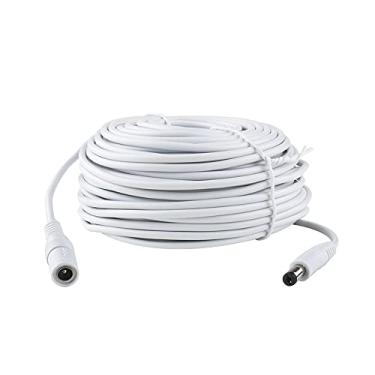 Imagem de Extensão de alimentação cabo de 18,2 m, 5,5 mm x 2,1 mm, 12 Volts, macho para fêmea, para câmeras de segurança IP CCTV, DVRs e mais dispositivos, branco