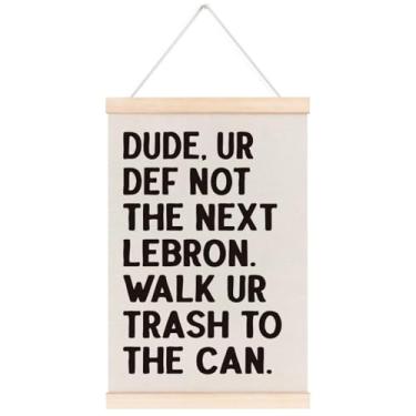 Imagem de laveliabel Moldura engraçada para pendurar para pôster de sala de aula, pôster de banner obrigatório para sala de aula do ensino médio com cabide de madeira, presentes para professores de inglês