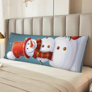 Imagem de Capa de travesseiro de corpo de boneco de neve de Natal microfibra longas presentes para mulheres homens fronha de corpo ultra macia e aconchegante com zíper oculto para decoração de casa 50 x 137 cm