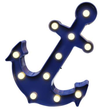 Imagem de Vicila Sinais para letreiros em forma de âncora, luzes LED para letreiro azul, decoração de âncora noturna, luminária de mesa e parede para decoração de casa de férias de verão (azul)