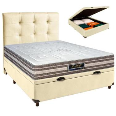 Imagem de Cama Box Bau + Colchão Casal Molas Ensacadas Legriff Sankonfort + Cabe
