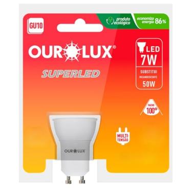 Imagem de Lâmpada Dicróica SuperLED 7W GU10 2700K Luz Branca Morna Bivolt Ourolux 20087