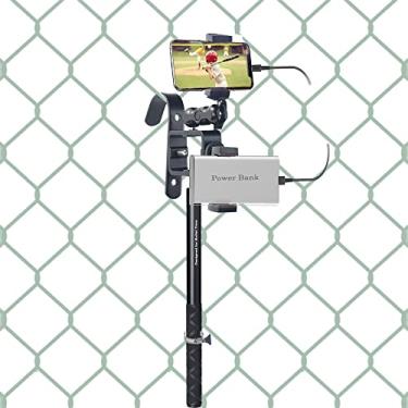 Imagem de vgsion Suporte de câmera Backstop para iPhone, GoPro Hero 11, Mevo Start para gravação de beisebol, softball e jogos de tênis