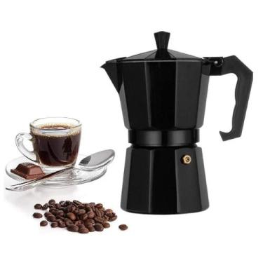 Imagem de Cafeteira italiana preta black 6 xicaras express luxo aluminio grande 