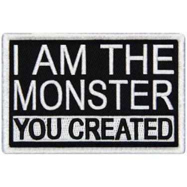 Imagem de Rocking Planet Emblema engraçado bordado I Am The Monster You Created Emblema de gancho e laço para motociclista
