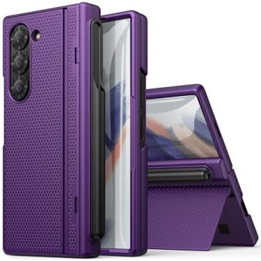 Imagem de BXYJY Capa fina para Samsung Galaxy Z Fold 6 com suporte para caneta S, suporte integrado e protetor de tela e proteção de dobradiça, capa protetora para celular à prova de choque para Samsung Z Fold