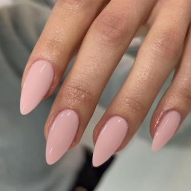 Imagem de Modelones Pregos rosa de amêndoa, unhas postiças médias natalinas, kit de unhas reutilizáveis com abas adesivas de cola, mini lixa de unha, prensa de unhas, 32 peças, 16 tamanhos, presente feminino e