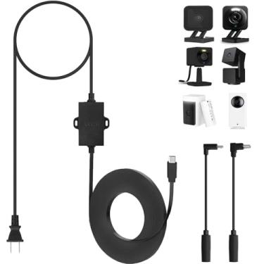 Imagem de Uogw Adaptador de alimentação externo de 15 m compatível com Wyze Cam V4, WYZE Pan V3/V2/OG, Cam V3/Battery Cam Pro, substituto para plugue WYZE, cabo de alimentação à prova d'água - Preto