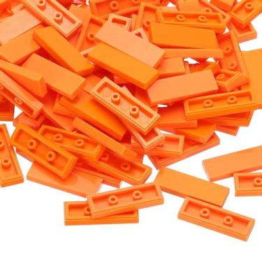 Imagem de PATIKIL 122 Pcs Flat Blocks Bulk, 1x3 Square Orange Yellow Classic Tiles Smooth Surface Mini Building Blocks Accessories Compatible Bricks Kits for Building Floor Walls Mosaic Pixel Arts