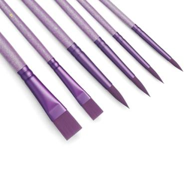 Imagem de Conjunto de pincéis de tinta para pintura acrílica, pincéis de aquarela, pincéis de cabelo de nylon para telas de aquarela, óleo, acrílico, rosto, unhas, miniatura, detalhamento, materiais de arte