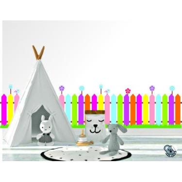 Imagem de Adesivo Decorativo Infantil Cerca Colorida Jardim Encantado - Colakoal