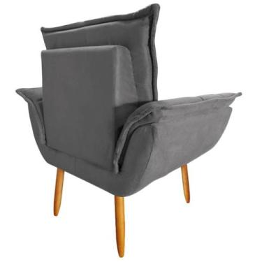 Imagem de Poltrona Decorativa Opala Suede Grafite Luxo para leitura - JBF