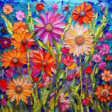 Imagem de Puzzle Bgraamiens Mosaic Art Flowers 1000 peças para adultos