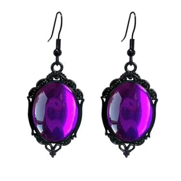 Imagem de Brincos de camafeu gótico para mulheres vintage vermelho preto cristal brincos de cristal escuro stardust brinco punk misterioso joia de feriado de Halloween, One Size, Metal, Sem pedra preciosa